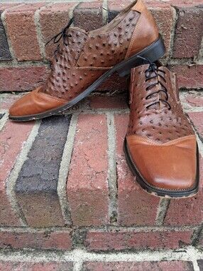 Men's Brown Perforated Leather Lace-Up Oxfords